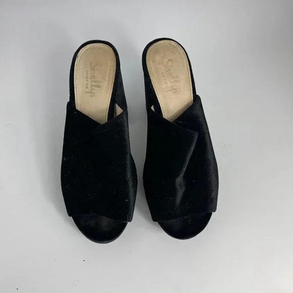 Shellys London “Dalia” Black Velvet Chunky Heel Sandals – Women’s Size 38 - Picture 4 of 9